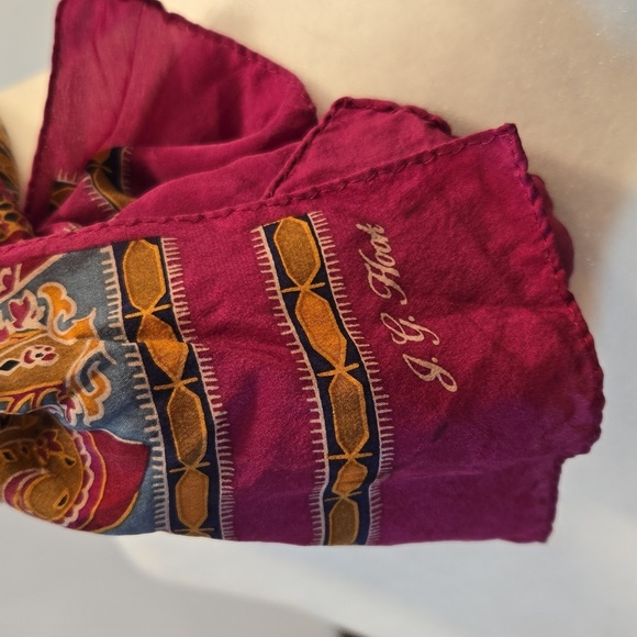 J.G Hook 100% Silk Paisley Scarf - Picture 2 of 6